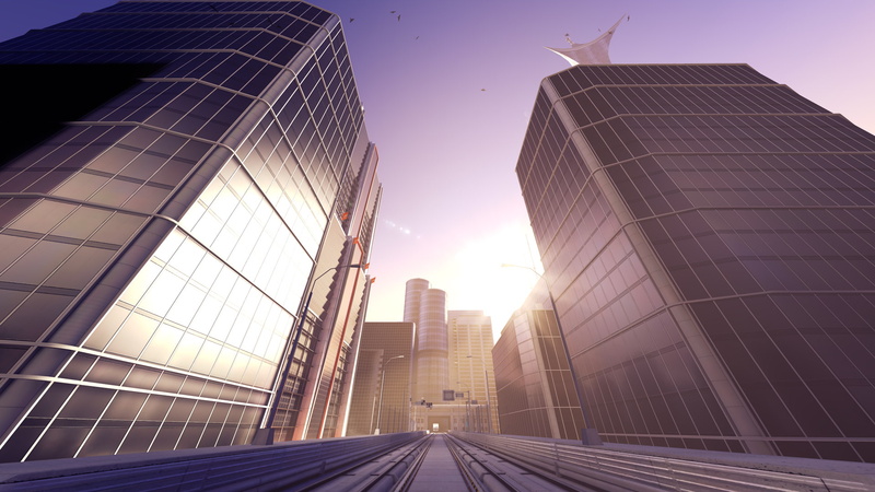 skyscraper, hd, buildings, edge, s, sunlight, video games, mirror, 1080P