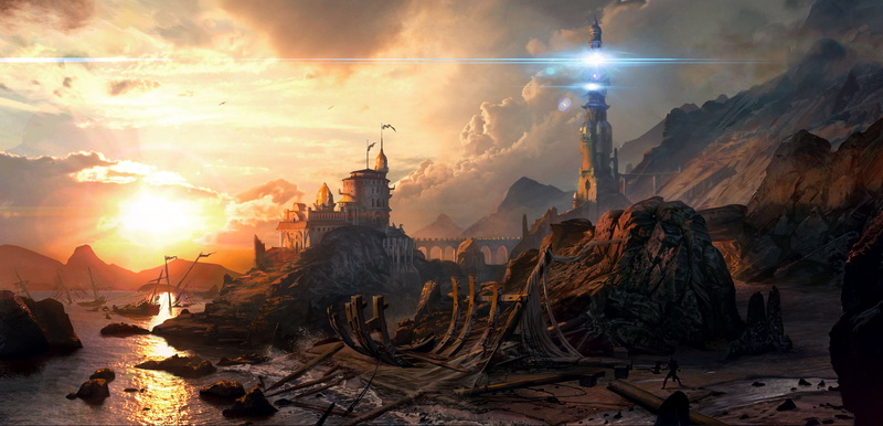 cities, city, castle, 4K, Fighting, fantasy, artwork, fi, action, rpg, sci, Dark, mmo, 4150x2000 px, shadow, Realms, Magic