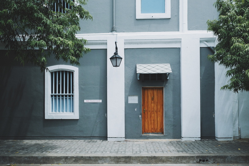 building, building Exterior, window, architecture, day, entrance, plant, protection, concrete, house, photo, white, paint, brown, no People, gray, facade