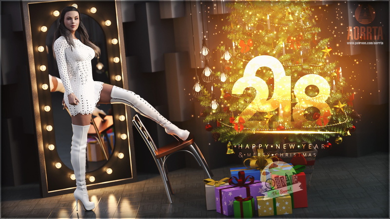 New Year, thigh, 3d, christmas, legs, 2K, highs, CG, 2560x1440 px