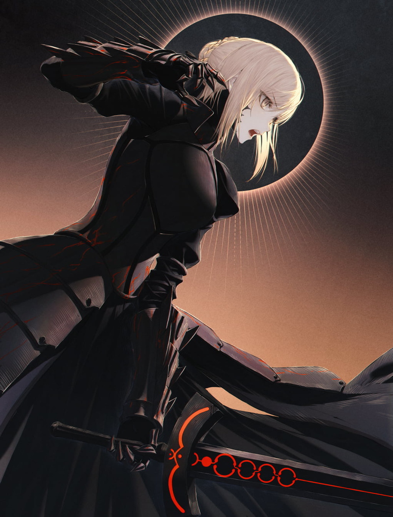 Fate Series, Saber Alter, sword, 720P, Fate/Grand Order, simple background, anime, anime girls