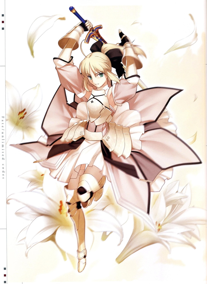 saber, characters, fate, series, art, artwork, 2K, lily, unlimited, sleeves, codes, concept, detached, anime