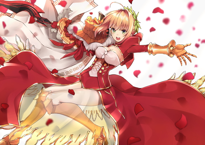 blonde, dress, art and craft, sword, Saber Extra, close-up, anime, still life, armor, heels, decoration, mammal, indoors, Fate/Stay Night, 2K, anime girls