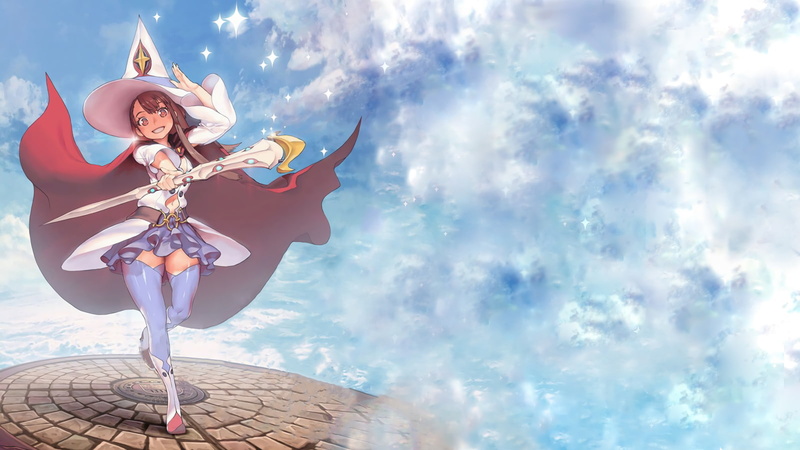 day, clothing, Kagari Akko, front view, Little Witch Academia, digital composite, fashion, outdoors, low angle view, standing, adult, one person, leisure activity
