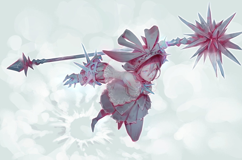 720P, mace, wands, ribbon, fantasy art, warrior