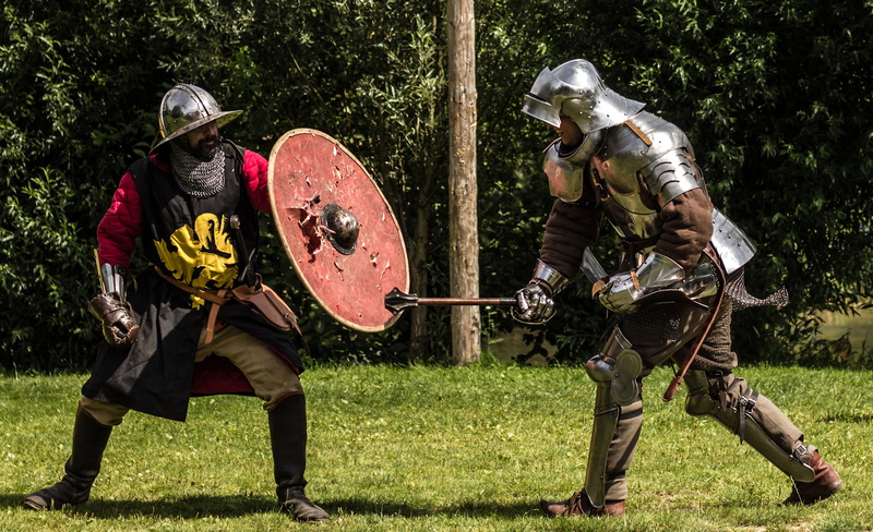 weapons, armor, safety, military, outdoors, red, brown, protection, knights, headwear, medieval, people, knight - person, warriors, suit of armor, government