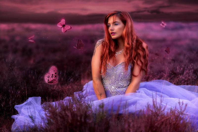 Berthold Zumbrink, PixelFun, dress, Mara Jade, girl, butterfly, 1080P, mood