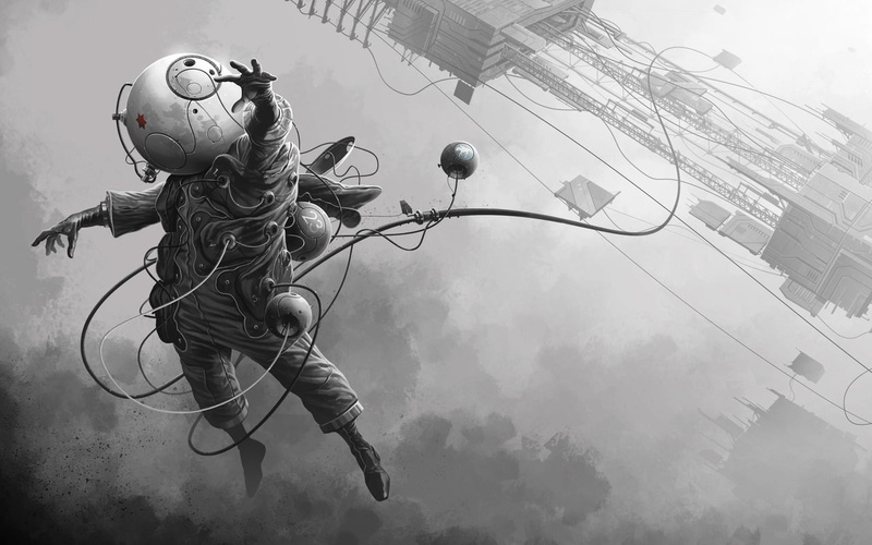 technology, astronaut, representation, creativity, cloud - sky, low angle view, architecture, metal, lighting equipment, no people, nature, space, helmet