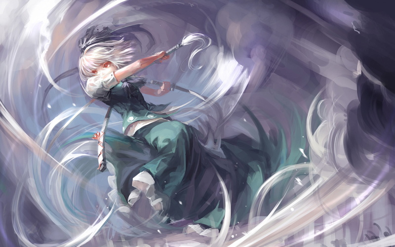 Konpaku Youmu, artist, transparent, white, creativity, pattern, close-up, occupation, art and craft, reflection, indoors, one person, haired