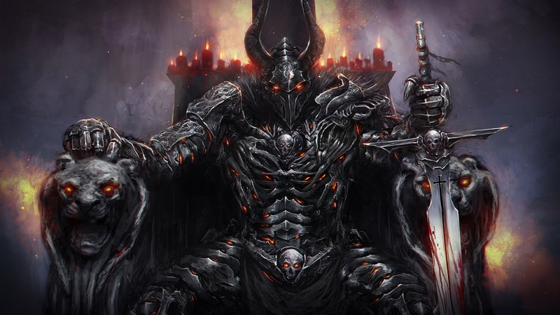 lions, armrests, 1080P, helmet, the throne, sword, fire, knight, dark, Horny, candles, armor