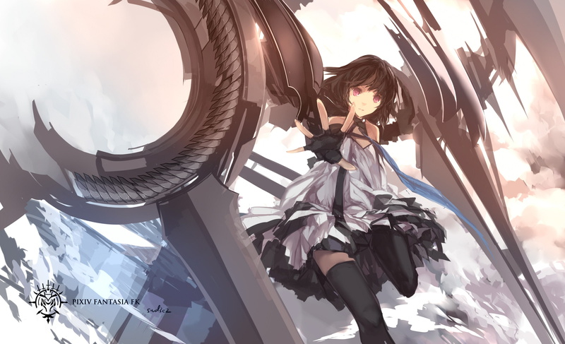 swd3e2, thigh-highs, one person, casual clothing, outdoors, anime girls, nature, real people, sunlight, black hair, lifestyles, sky, cloud - sky, adult