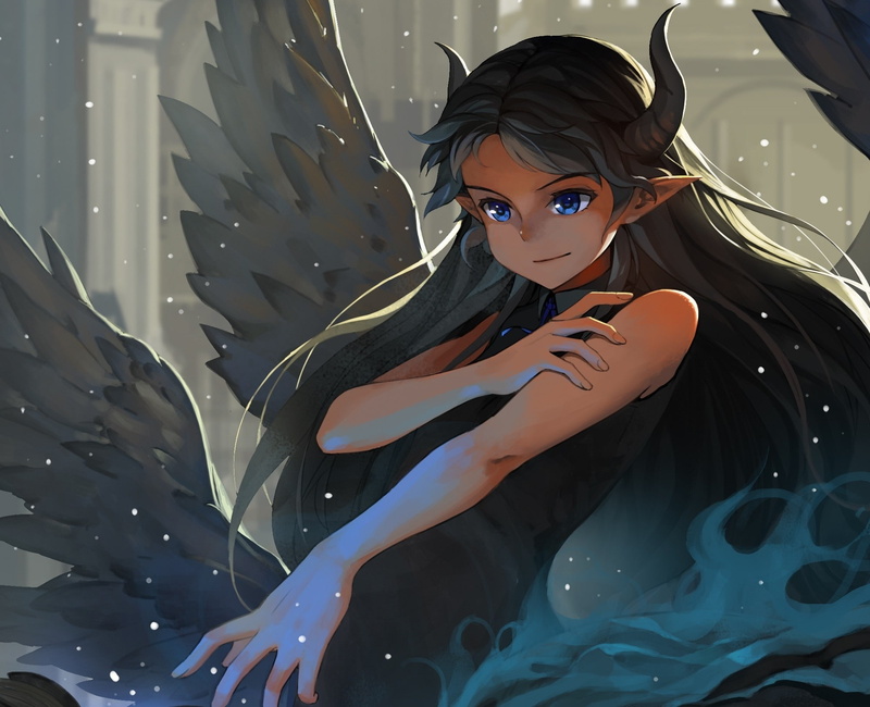 Pixiv Fantasia, 1080P, anime girls, horns, anime