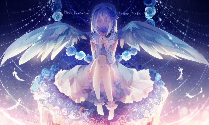 illuminated, front view, one person, animal wing, 720P, underwater, invertebrate, women, adult, young women, indoors, nature, young adult, rose, anime girls