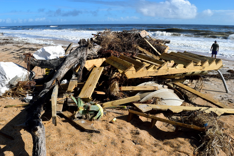 damage, shore, ocean, water, abandoned, trash, environmental, landscape, beach, 5K, wood, sunlight, land, vilano beach, outdoors, florida, garbage, cleanup