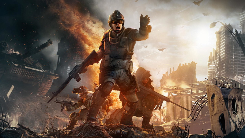 heroes, futuristic, people, fire - Natural Phenomenon, military, warface, clothing, smoke - Physical Structure, one person, flame, burning, gun, crytek