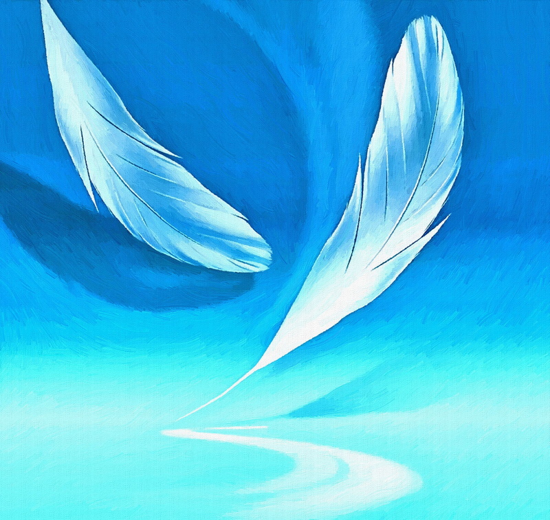 1080P, turquise, blue, feathers, artwork