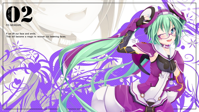 turquise, anime girls, 1080P, anime, Hatsune Miku, purple, long hair, glasses, Vocaloid