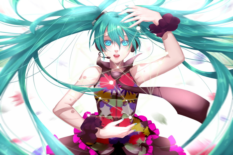 anime, arms up, Hatsune Miku, tie, 720P, long hair, Hatsune Miku Append, Turquise Hair, anime girls