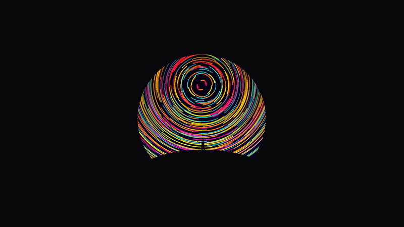 black background, star trails, 1080P, men, colorful, abstract, circle, digital art, minimalism, silhouette