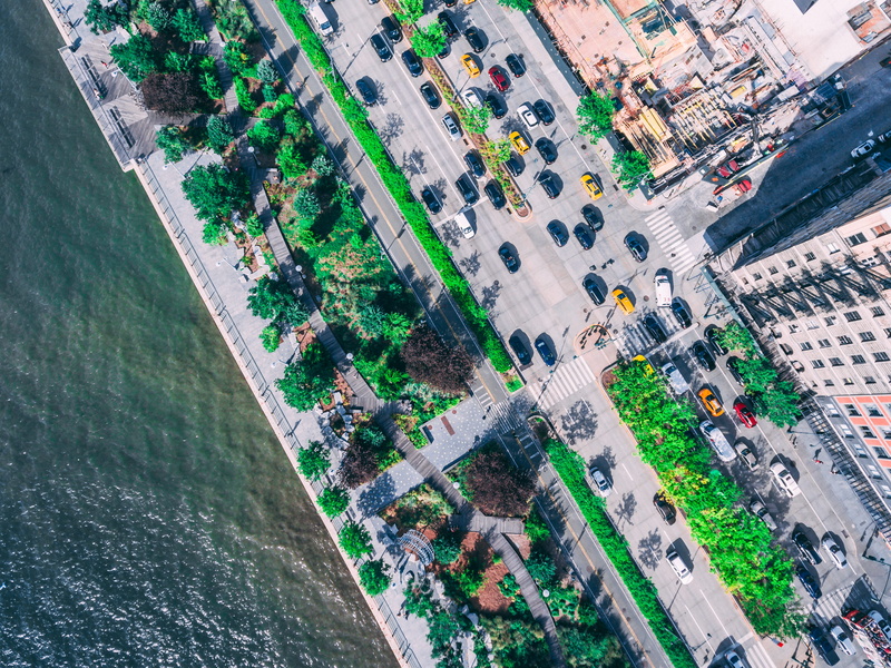 day, topdown, swimming pool, built structure, high angle view, outdoors, west, aerial view, road, building exterior, architecture, no people, cars, green