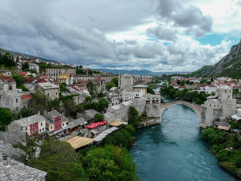 italy, high angle view, clouds, travel, stream, building, old bridge, history, cityscape, nature, body, village, travel destinations, built structure, Europe
