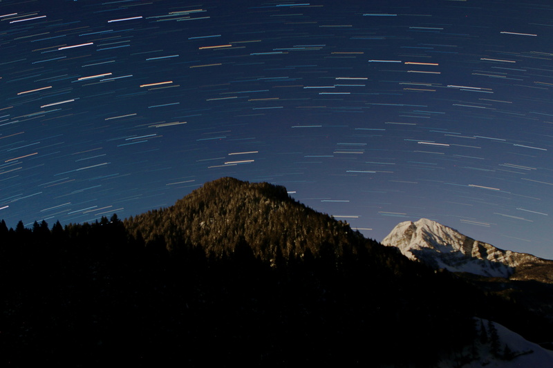 mountain, star trail, mountain peak, nature, beauty in nature, star, outdoors, long exposure, tree, timpanogos, space, snowcapped mountain, star trails