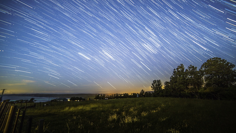 night, 2K, startrail, space, milky way, galaxy, nature, sky, landscape, blue, tree, tranquil scene, color, body, space and astronomy, tranquility