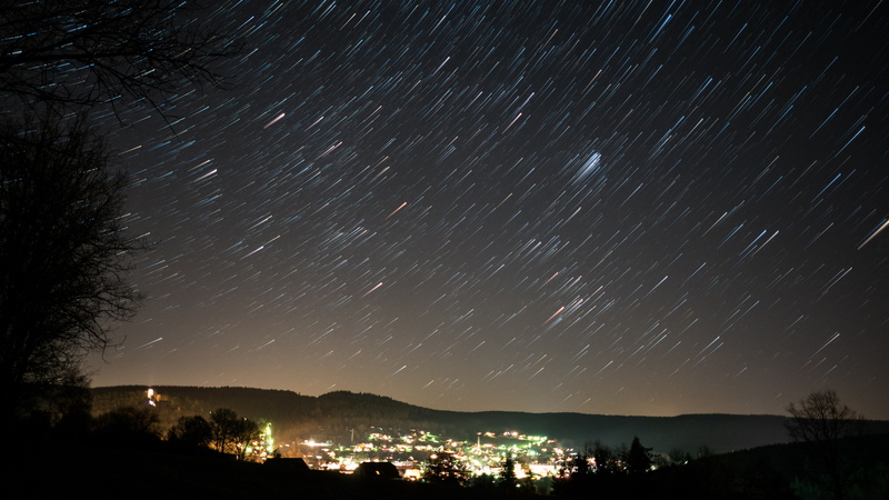 5K, sky, night, architecture, tranquility, tranquil scene, star - space, 5k, startrails, star trail, tree, illuminated, space and astronomy, night sky