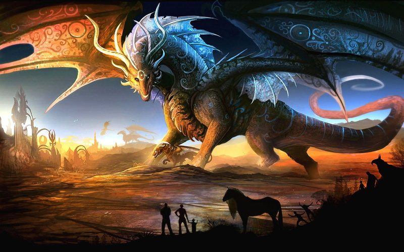 fantasy, woestijn, van, heren van de woestijn, de, dragon, heren, kunst, illustration, 2K