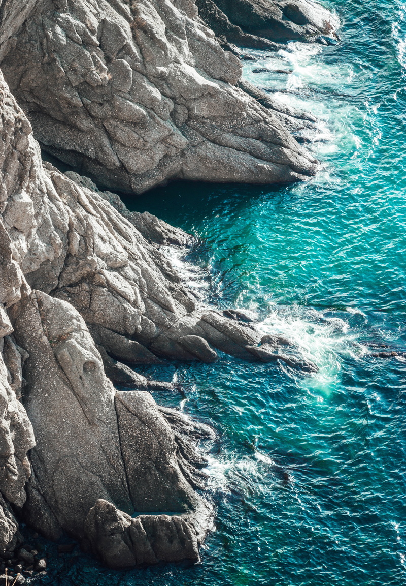 scenics, sunny, nature, sunlight, cliff, rock - Object, outdoors, tranquility, landscape, tranquil scene, surf, gray, formation, wave, mediterranean Countries