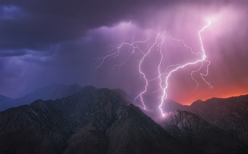 720P, thunder, nature, landscape, mountains, storm, clouds, Lightning, california, Death Valley, Electric
