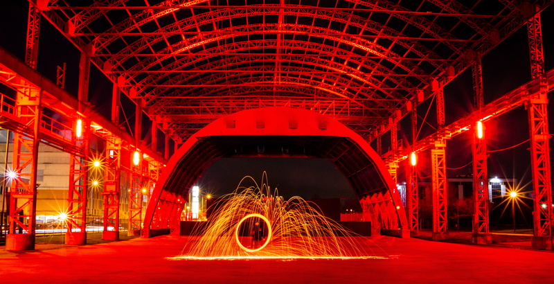 outdoors, illuminated, lighting equipment, led, interior design, wire wool, steel, street, red, structure, 5K, light, water, stage, no people, connection