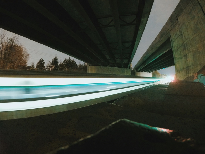 lightpaint, gravel, road, day, lapse, overpass, connection, human, sky, water, bridge, asphalt, reflection, dirt road, time, nature, train, photographer
