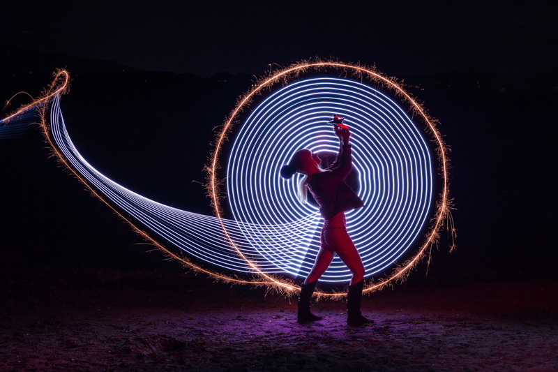 sparkler, night, outdoor, one Person, center, fire, mood, hotpant, led, long exposure, women, adult, 5K, light trail, photography, long hair, dancing