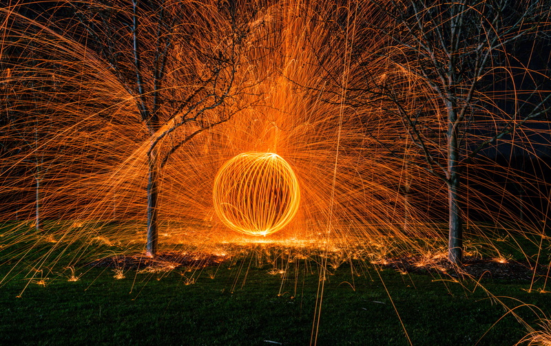 glow, glowing, fire - natural phenomenon, orange, burning, trees, australia, orb, sparks, bicentennial park, nature, park, sydney olympic park, spinning
