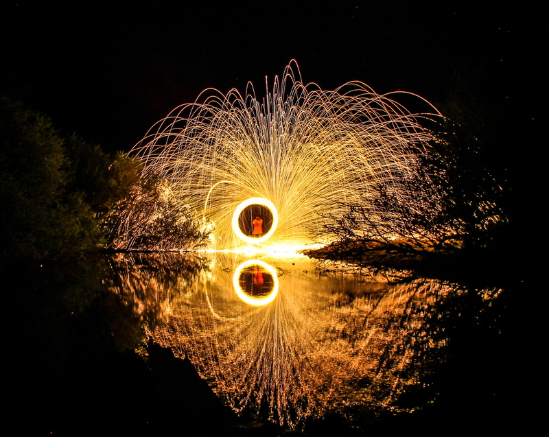 motion, one person, nightshoot, long exposure, spinning, sign, glowing, blurred motion, night, nature, outdoors, lightpainting, warning sign, steelwhool