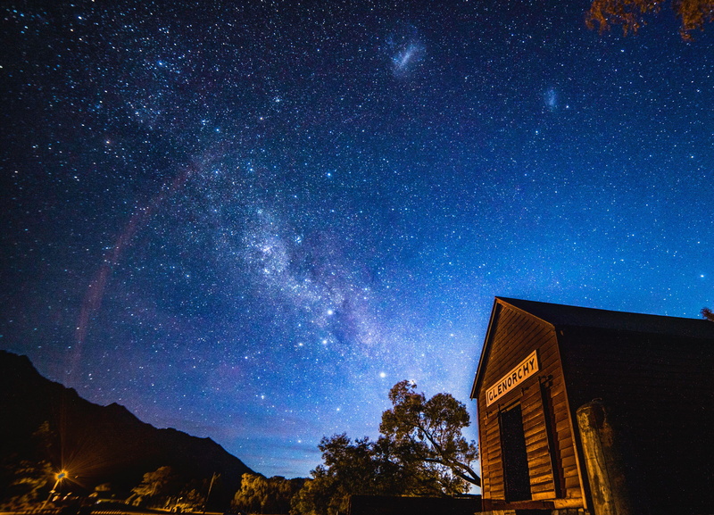 star - space, building, outdoors, 2K, astronomy, space and astronomy, built structure, cabin, science, mountains, way, low angle view, sky, milky way