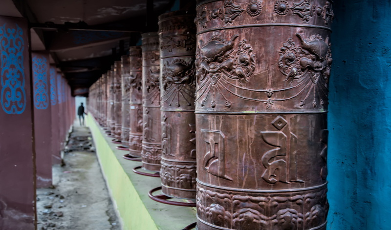 symbol, pilgrimage, building, prayer wheel, art and craft, spinning, sacred, tibet, in a row, religion, buddhism, pray, qinghai, close-up, wood - material