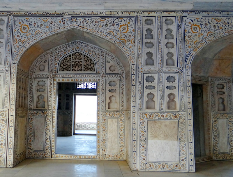 entrance, marble inlay, mural, religion, indoors, white marble, agra, creativity, precious stones inlaid, pattern, building, interior, travel destinations