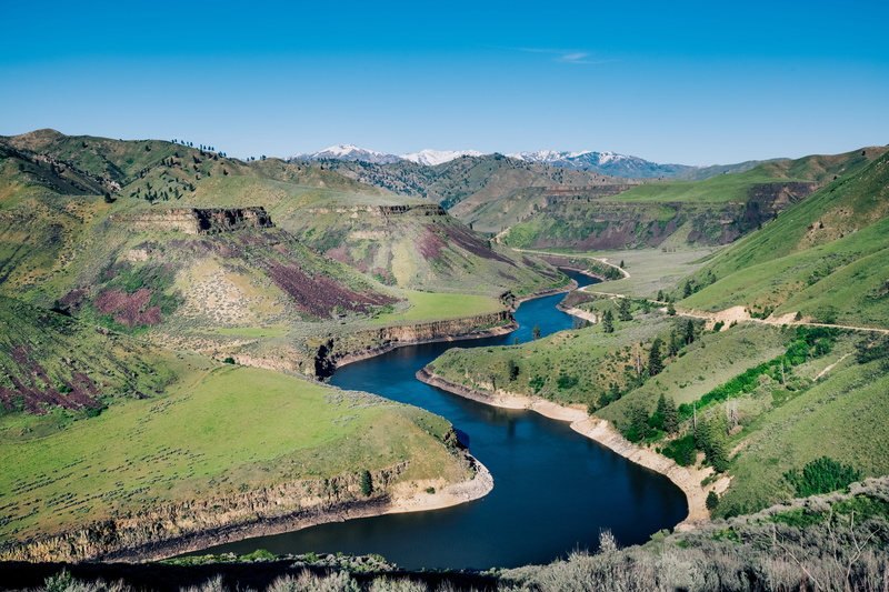 idyllic, tranquility, 5K, river, day, land, landscape, canyon, tranquil scene, idaho, mountain, trees, northwest, beautiful, no people, mountains, blue