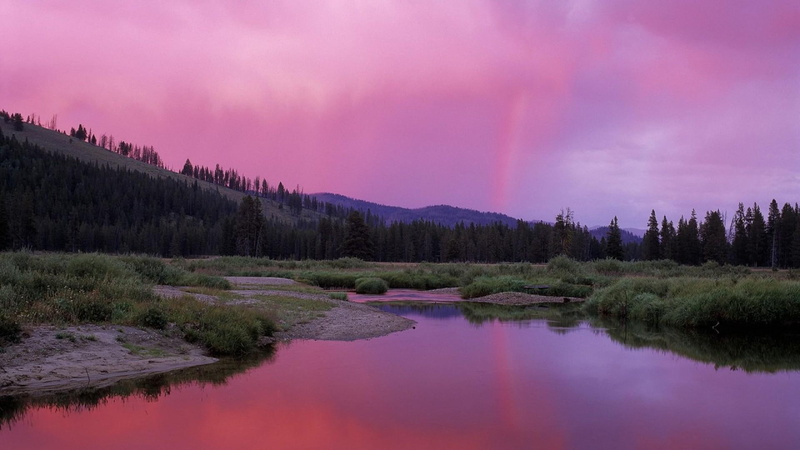 deadwood, 1080P, idaho, holls, rainbow, river, shore, nature and landscapes