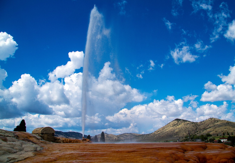 idyllic, mountain, semi-arid, 4K, idaho springs, sunlight, Soda Springs, travel destinations, blue, landscape, beauty in nature, geyser, environment, outdoors