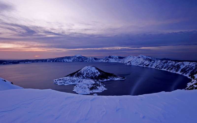 snowcapped mountain, cloud - sky, landscape, beauty in nature, mountains, no people, 1080P, winter, sky, lake, crater lake, sunset, scenics - nature, water