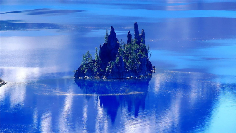 nature and landscapes, crater, ship, phantom, blue, island, oregon, cliffs, isl, lake, trees, 1080P