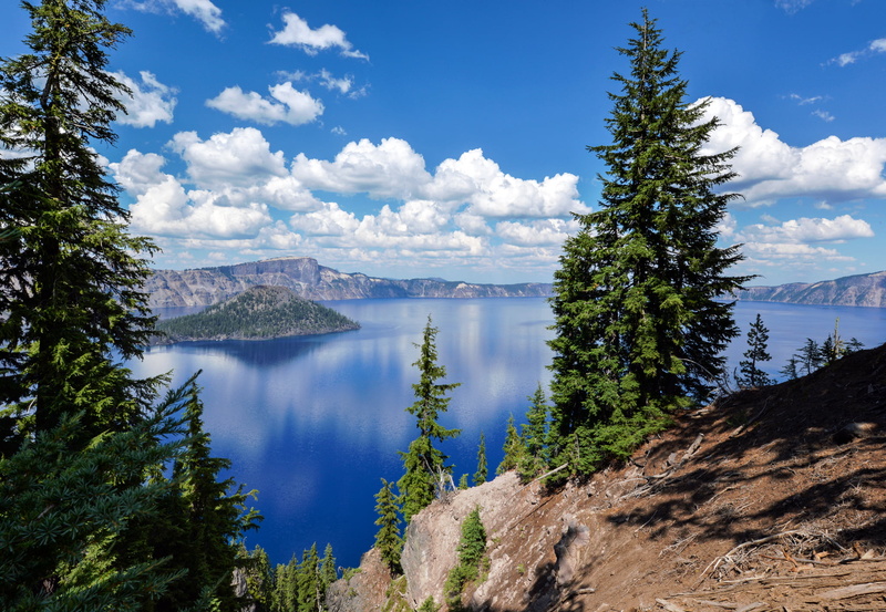 water, body, brown, Summer, nature, blue, mountain, trees, Nikon D610, calm, 1080P, body of water, Landscape, forest, brown mountain, lake, scenics, Crater Lake  Oregon