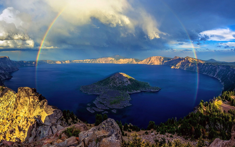 Crater, day, mountain range, state, nature, body, rock, idyllic, non-urban scene, lake, sky, beauty in nature, scenics - nature, Oregon, water
