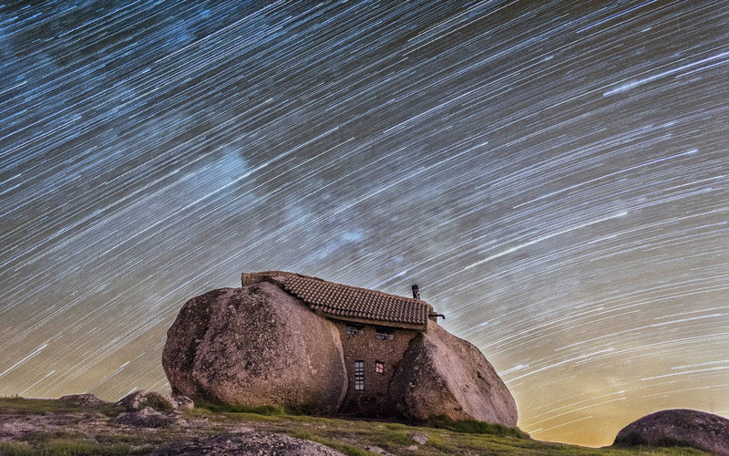 landscape, brown, scenics - nature, star - space, science, nature, house, no people, concrete, night, milky way, tranquility, beauty in nature, space and astronomy