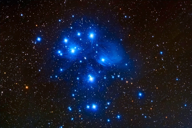 the Pleiades, stars, illustration, space, blue, constellation, 1080P