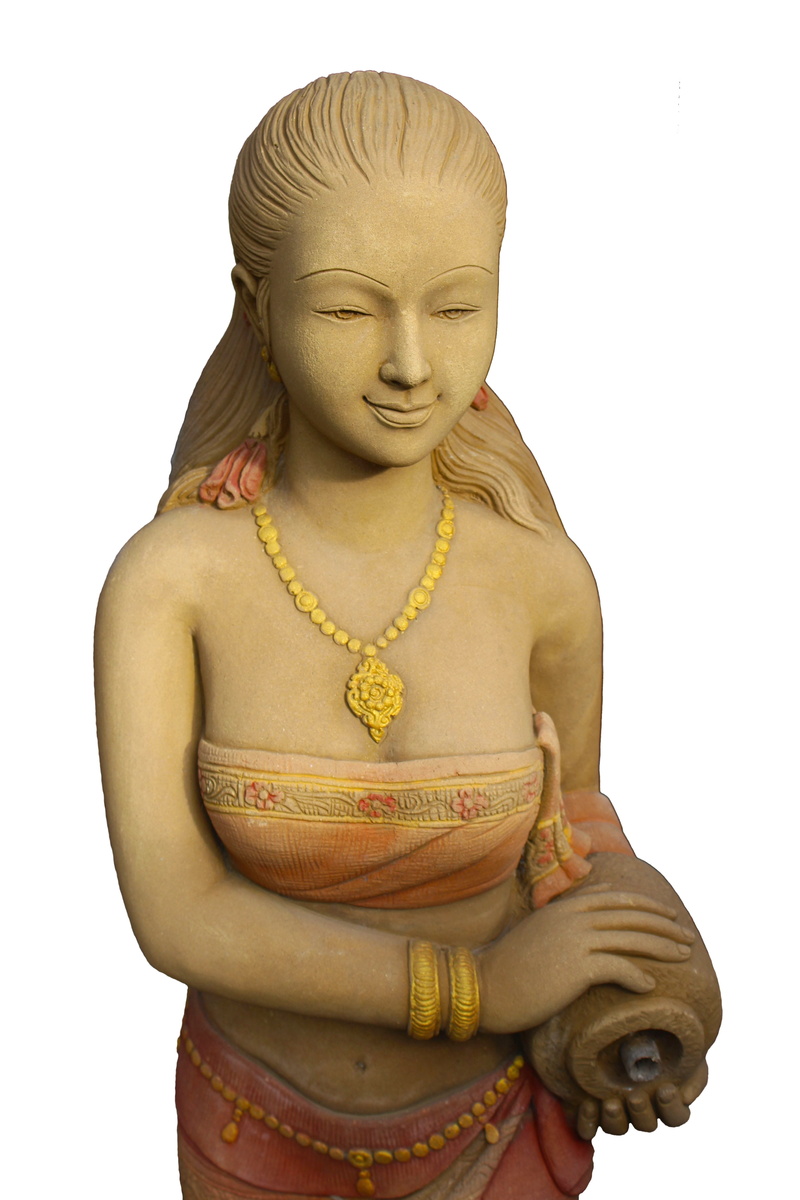 beauty, indoors, water-carrier, horoscope, women, young adult, statue, thai girl, 5K, human representation, zodiac, cut out, religion, white background