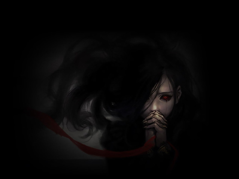 crying, Gothic, dark, 720P, horror, black background, face, fantasy girl